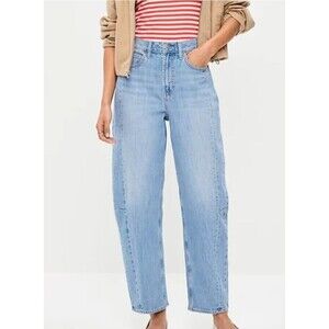 NEW Old Navy Women's High Rise Barrel Leg Denim Jeans Light Wash sz 6 90s Cotton